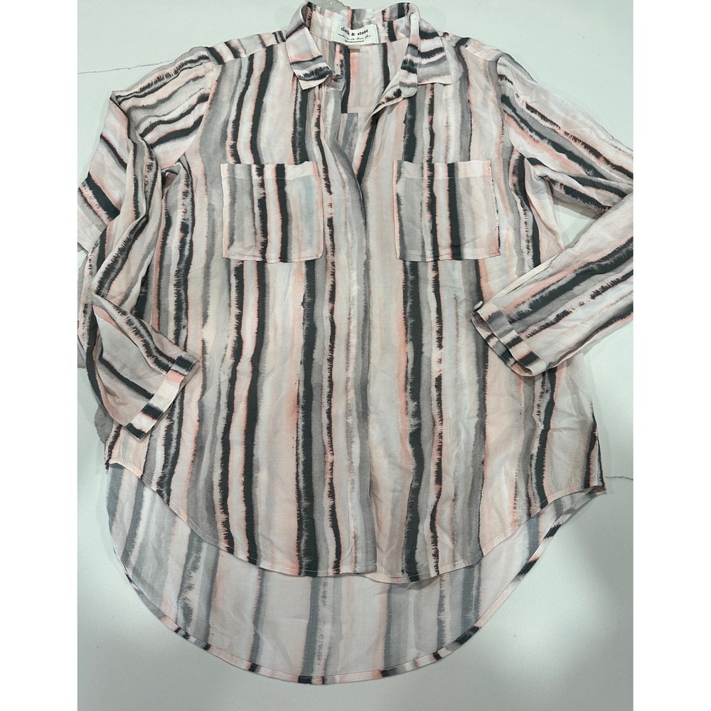 Cloth & Stone‎ Anthropologie Womens Small Rayon Striped Button Down Blouse